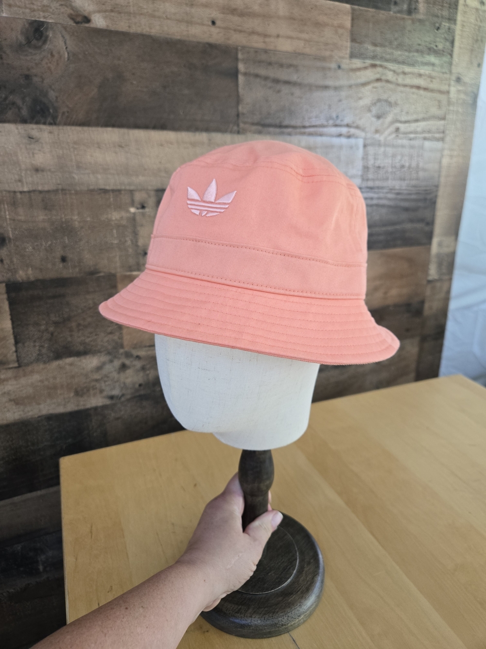 adidas Kids Coral Pink Bucket Hat with Trefoil Logo